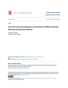 The Irish-American Experience in the Novels of William Kennedy: Ethnicity and Narrative Method