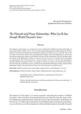 The Network On/Of Power Relationships: What Can Be Seen Through Michel Foucault’S Lens?