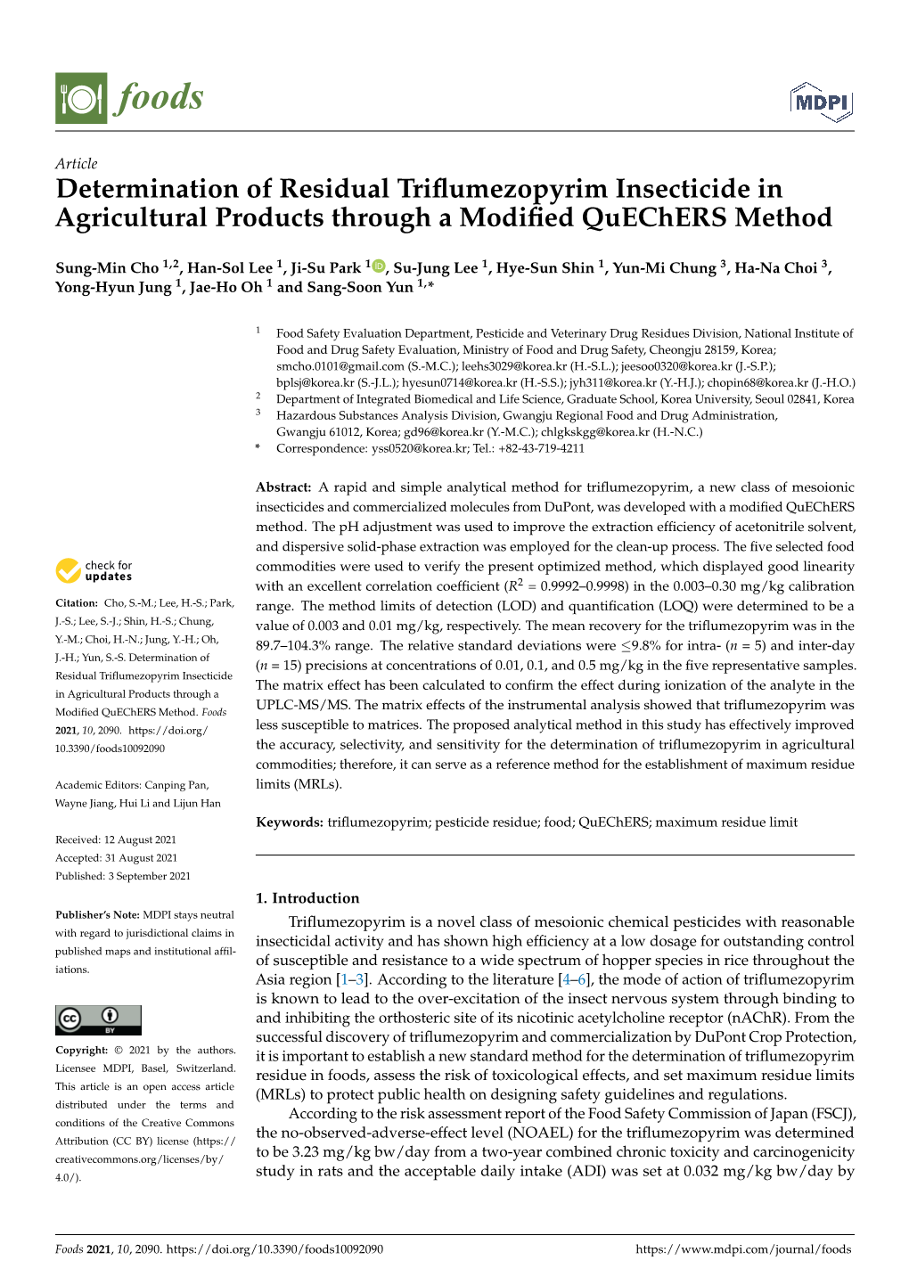 Determination of Residual Triflumezopyrim Insecticide