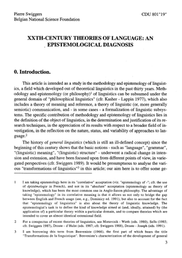 Xxth-Century Theories of Language: an Epistemological Diagnosis
