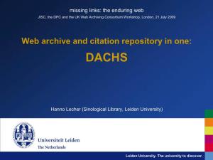 Web Archive and Citation Repository in One: DACHS