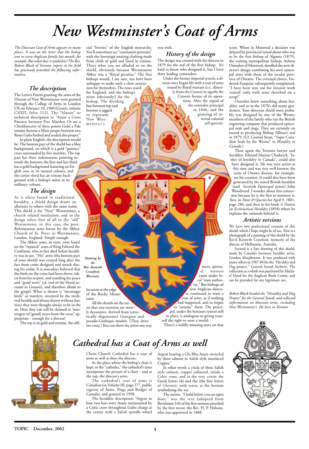 Cathedral Has a Coat of Arms As Well New Westminster's Coat of Arms