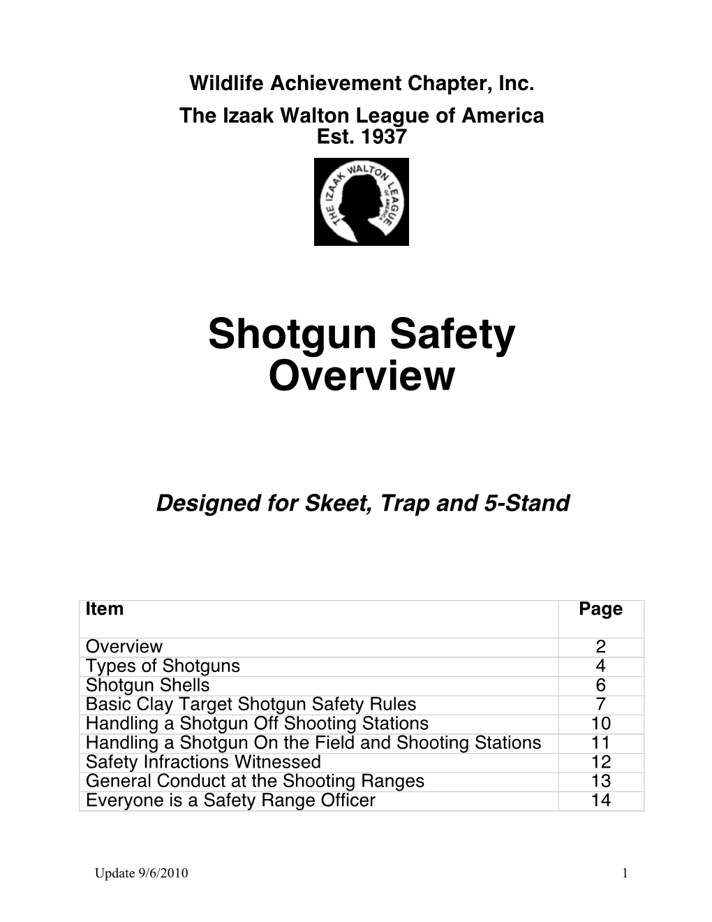 Shotgun Safety Overview