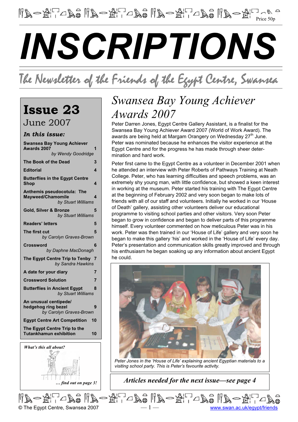 The Newsletter of the Friends of the Egypt Centre, Swansea