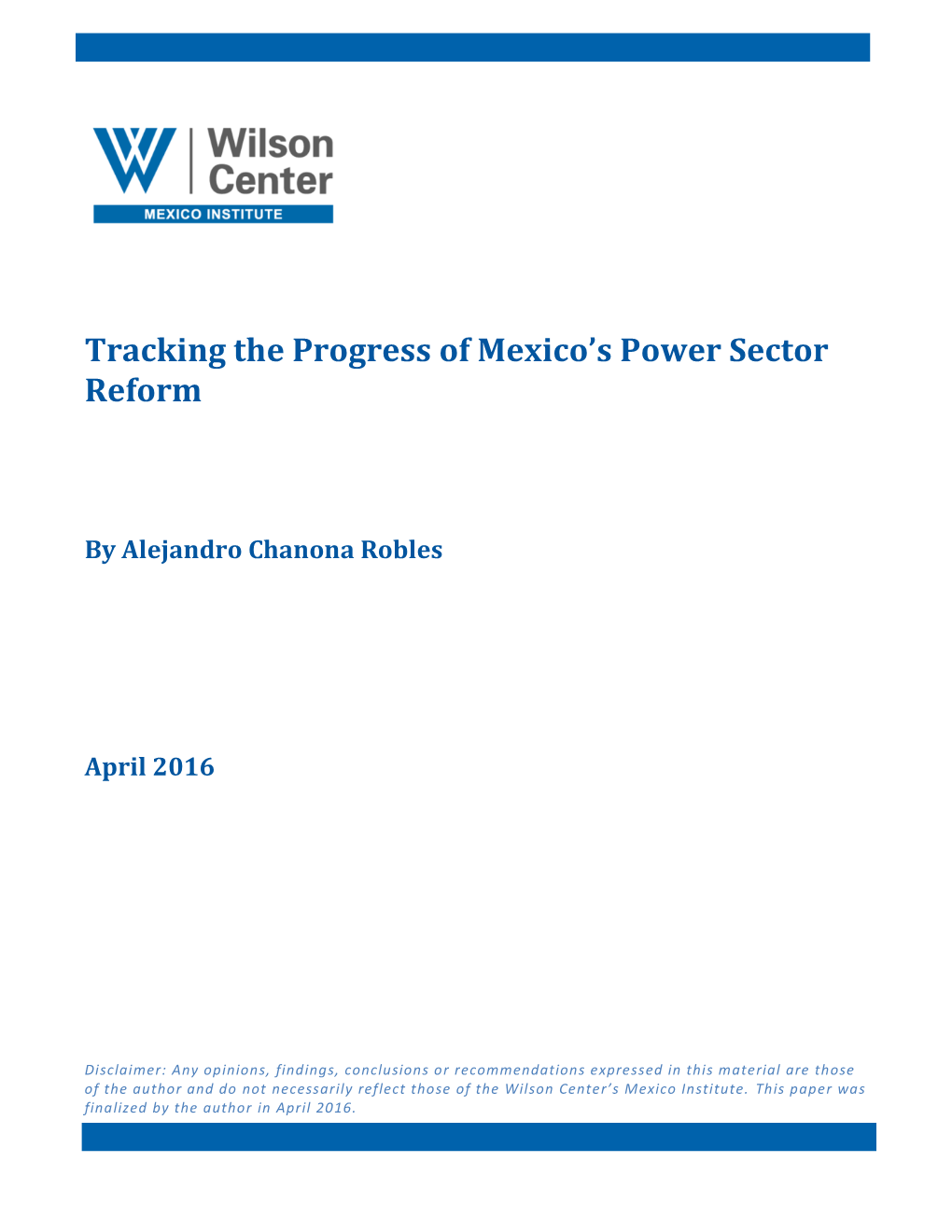 Tracking the Progress of Mexico's Power Sector Reform
