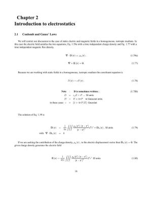 Chapter 2 Introduction to Electrostatics