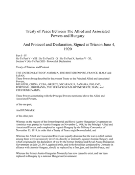 Trianon Peace Treaty