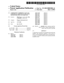 (12) Patent Application Publication (10) Pub. No.: US 2012/0003300 A1 Isaacs Et Al