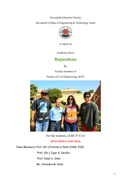 Report on Rajasthan Trip