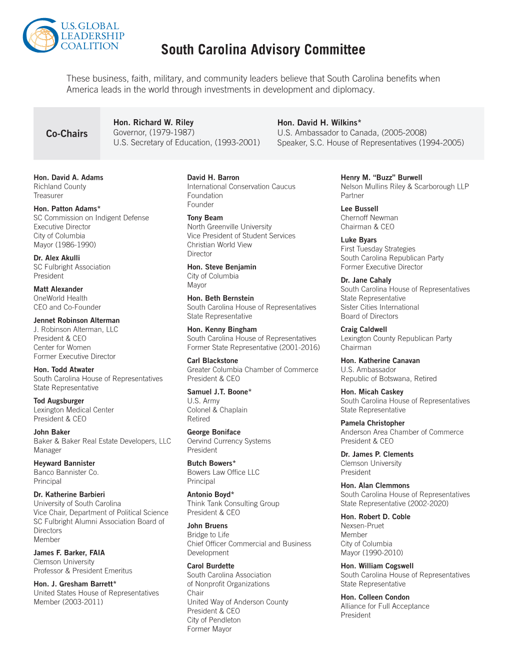 USGLC's South Carolina Advisory Committee