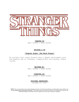 Stranger Things | Dialogue Transcript | S2:E8