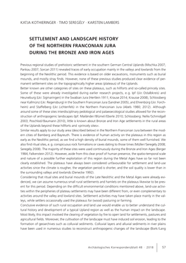 Settlement and Landscape History of the Northern Franconian Jura During the Bronze and Iron Ages