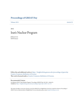 Iran's Nuclear Program Johnson Lin SUNY Geneseo