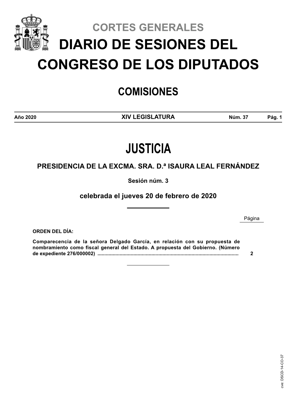 Diario De Sesiones De La Comisión De Justicia