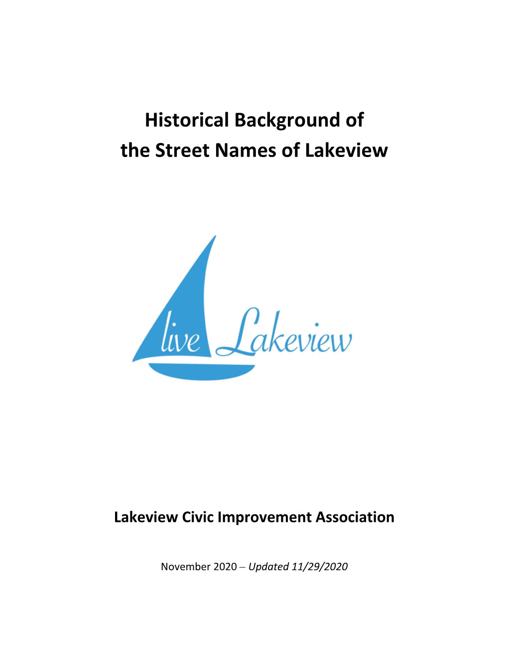 Historical Background of the Street Names of Lakeview