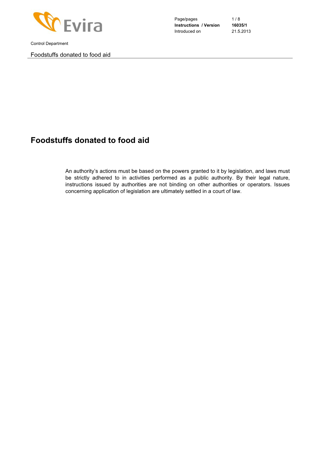 Foodstuffs Donated to Food Aid