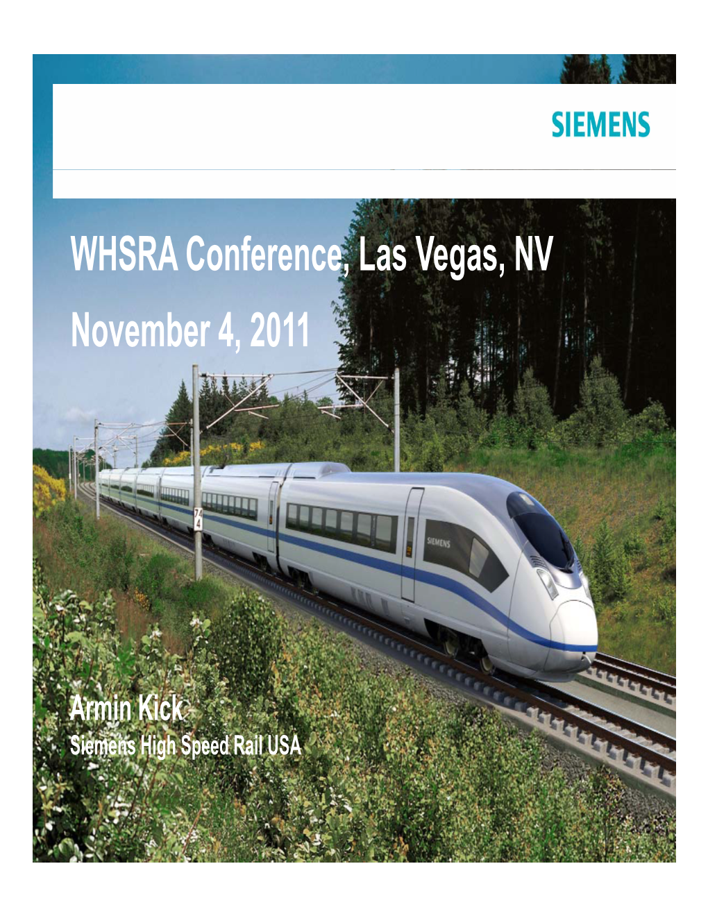 WHSRA Conference, Las Vegas, NV November 4, 2011
