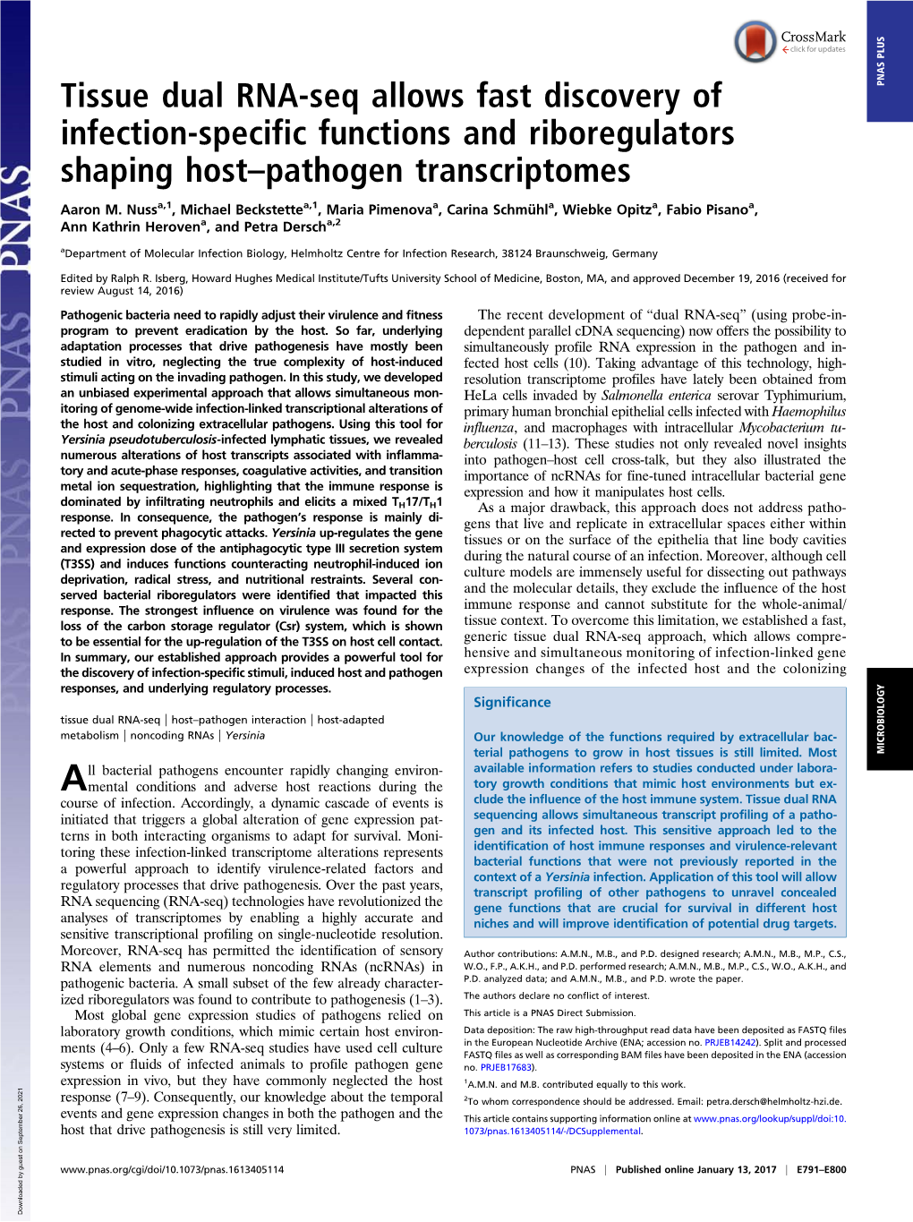 Tissue Dual RNA-Seq Allows Fast Discovery of Infection