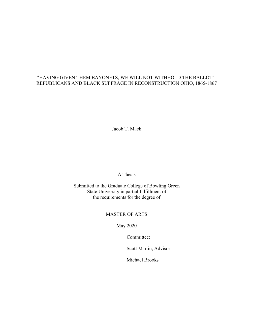 Republicans and Black Suffrage in Reconstruction Ohio, 1865-1867