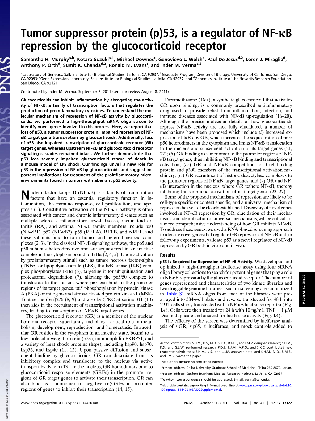 53, Is a Regulator of NF-Κb Repression by the Glucocorticoid Receptor