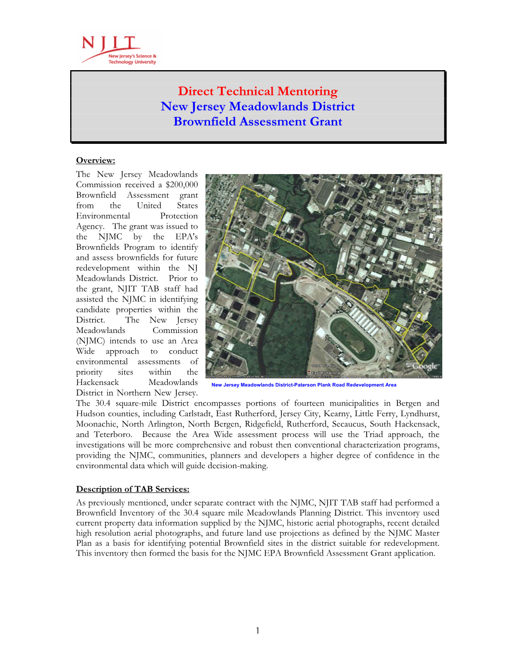 New Jersey Meadowlands District Brownfield Assessment Grant