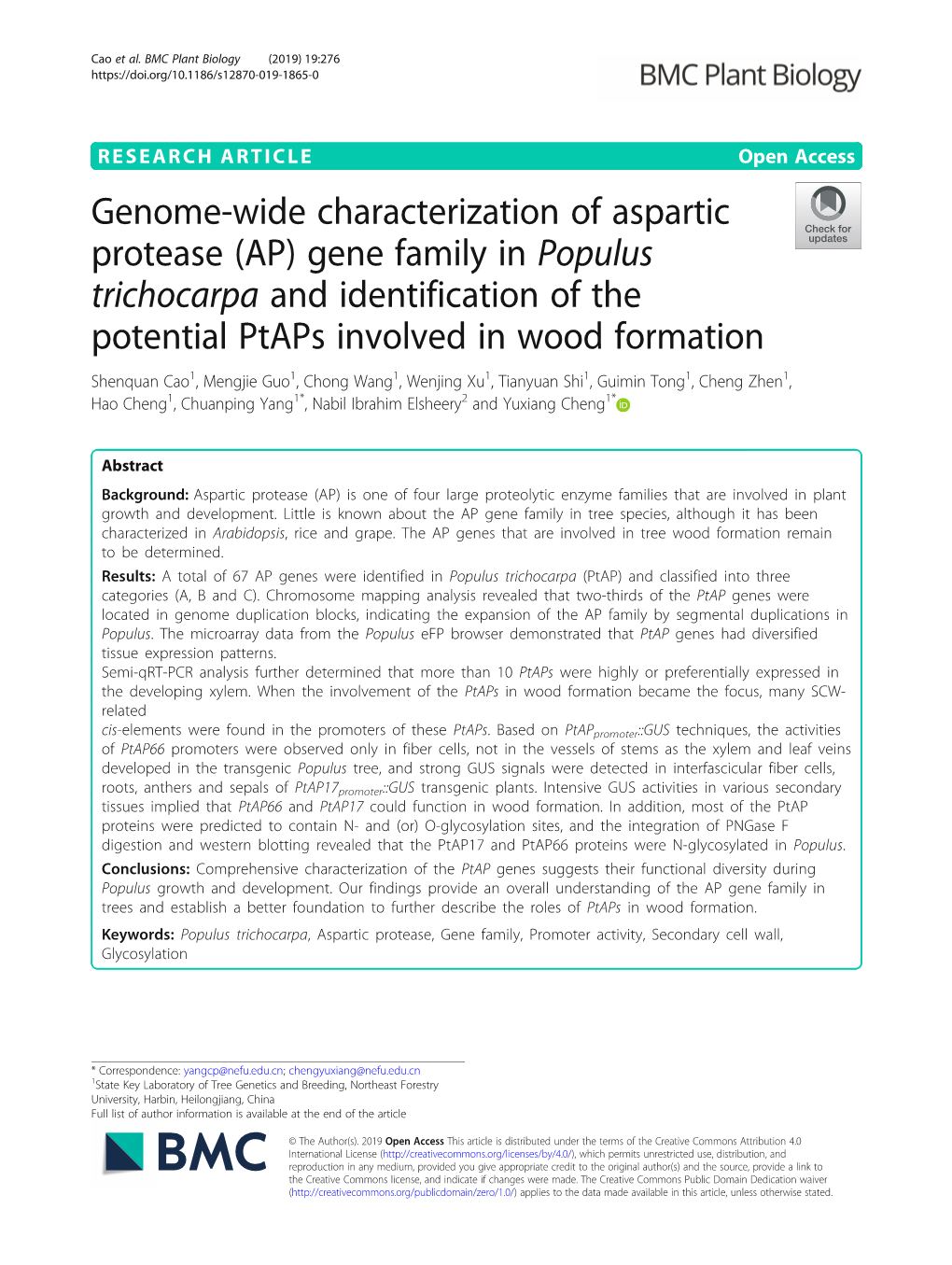 Genome-Wide Characterization of Aspartic Protease