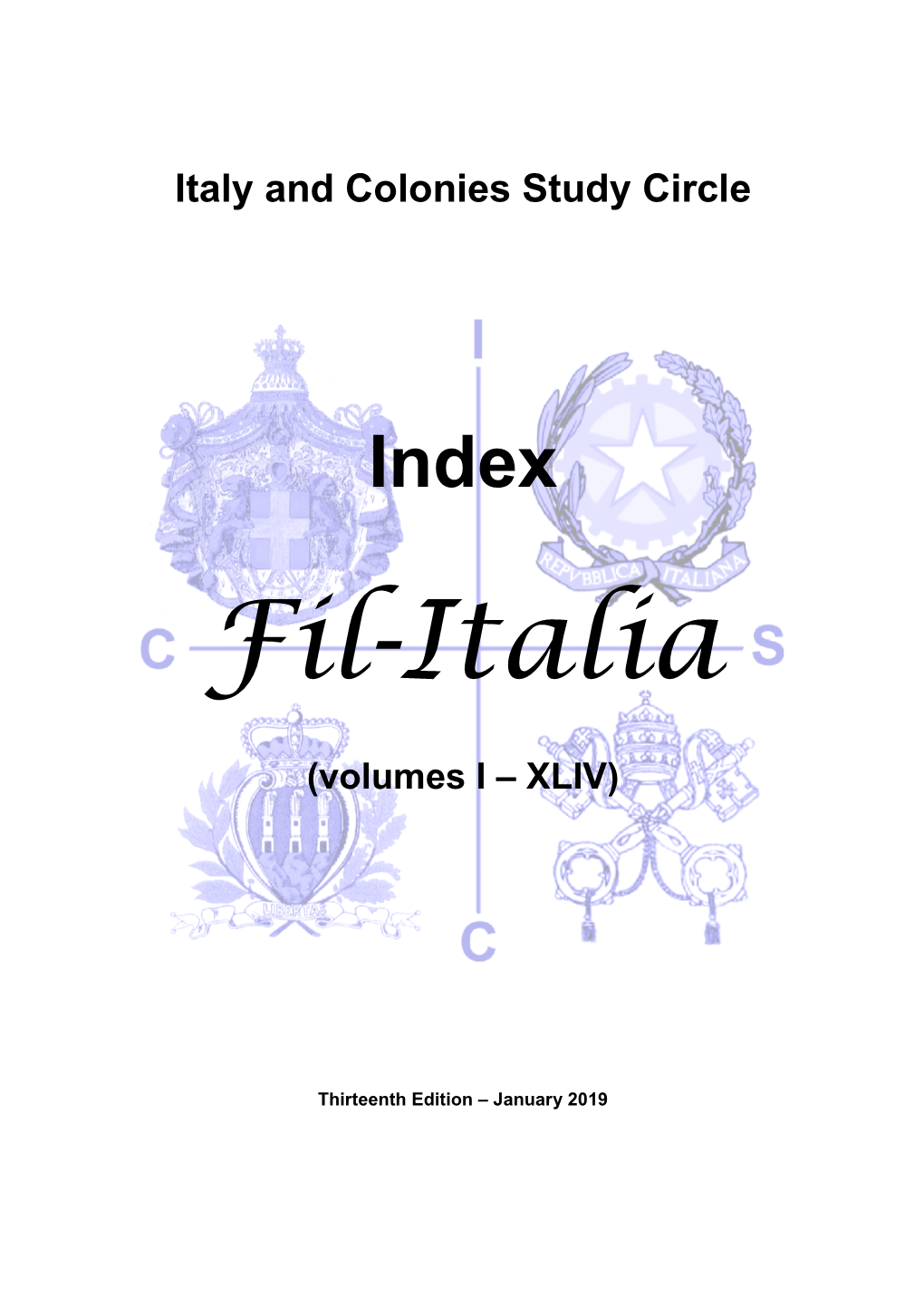 Italy and Colonies Study Circle Index Fil-Italia