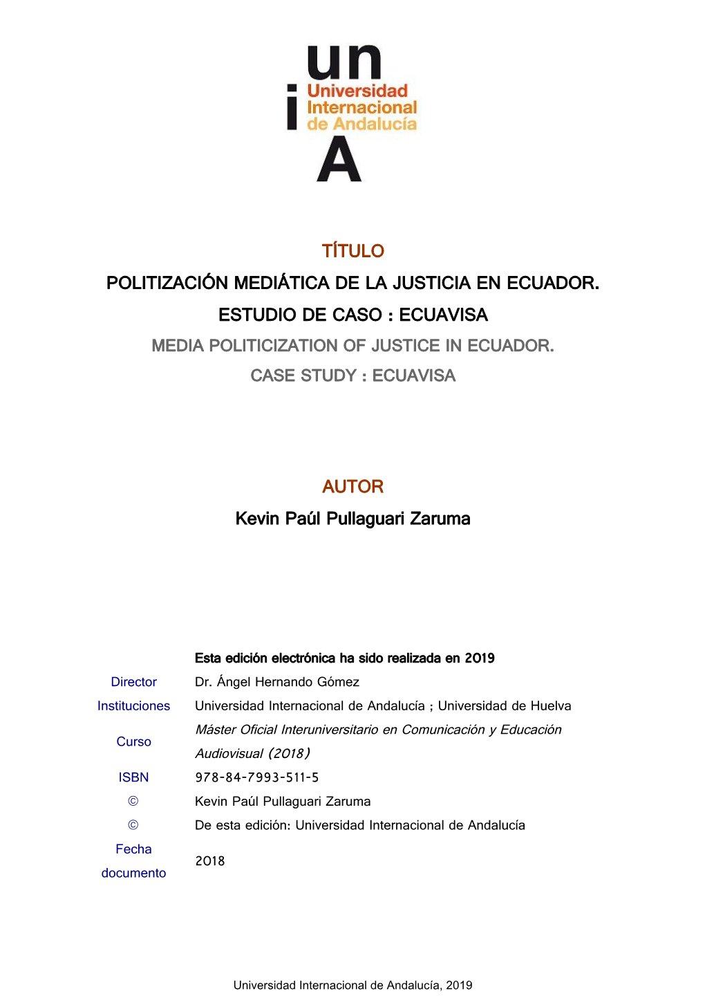 Título Politización Mediática De La Justicia En Ecuador