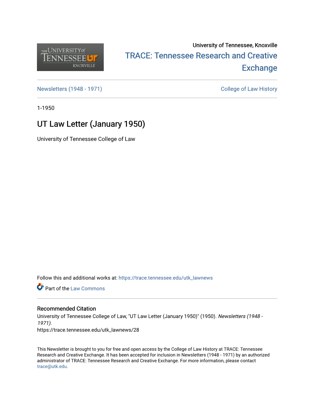 UT Law Letter (January 1950)
