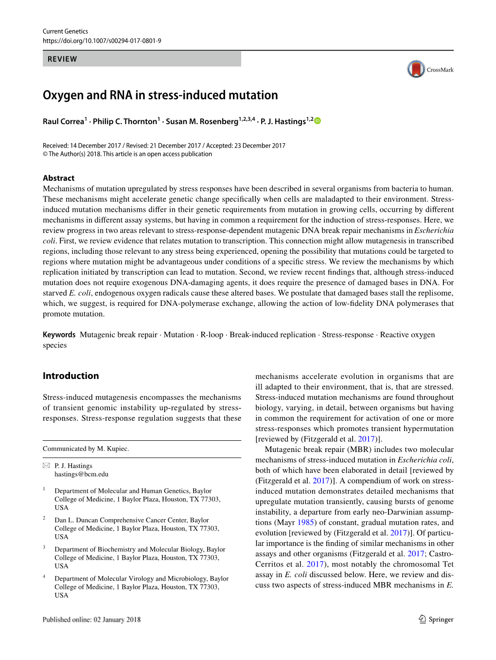 Oxygen and RNA in Stress-Induced Mutation