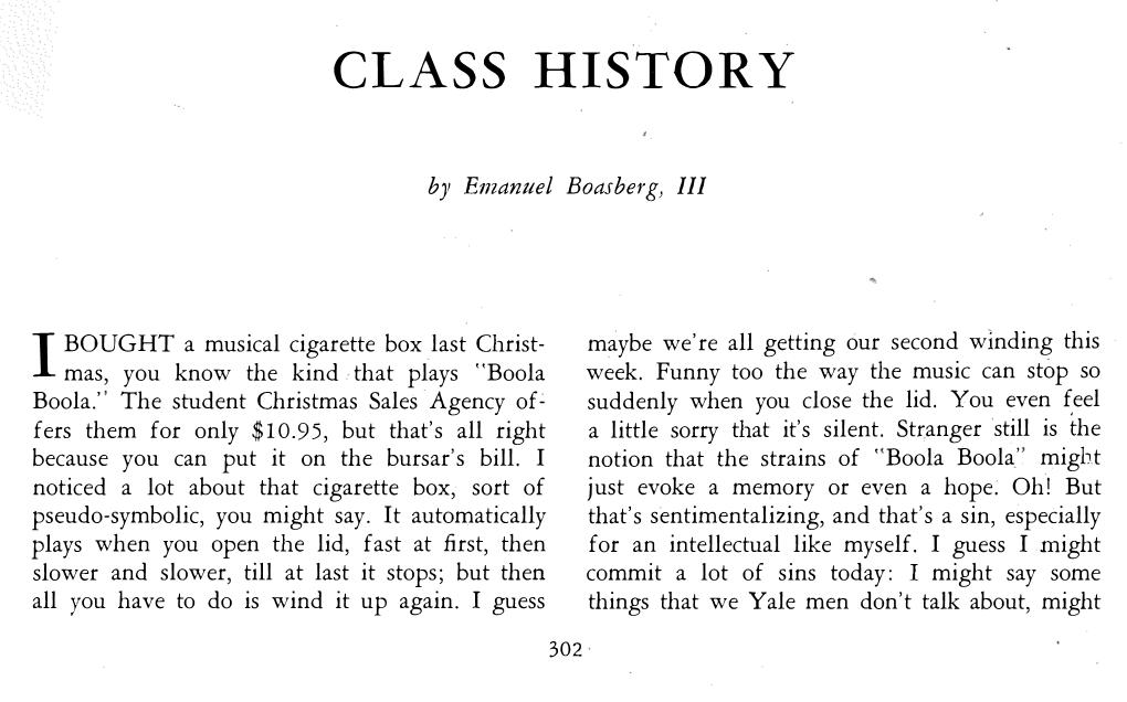 Class History by Tersh Boasberg