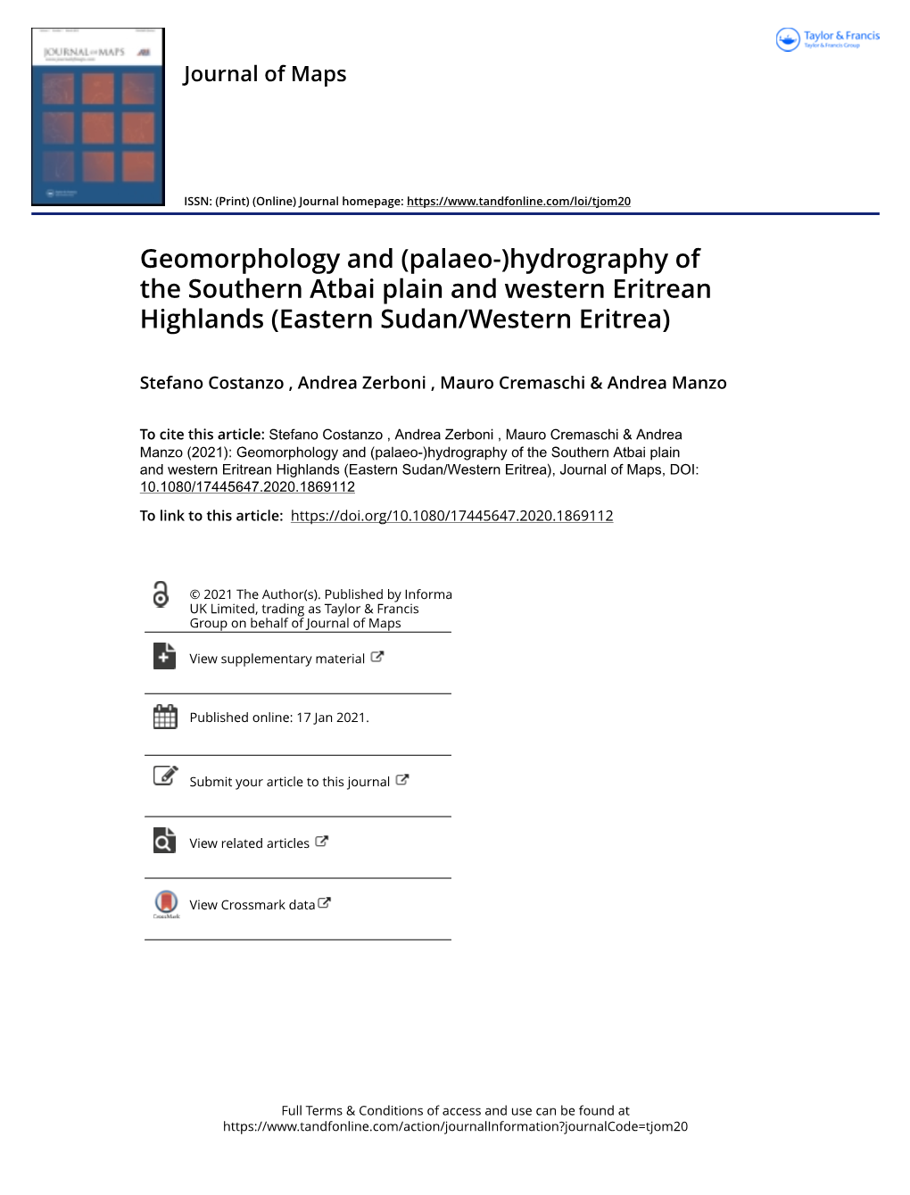 Palaeo-)Hydrography of the Southern Atbai Plain and Western Eritrean Highlands (Eastern Sudan/Western Eritrea