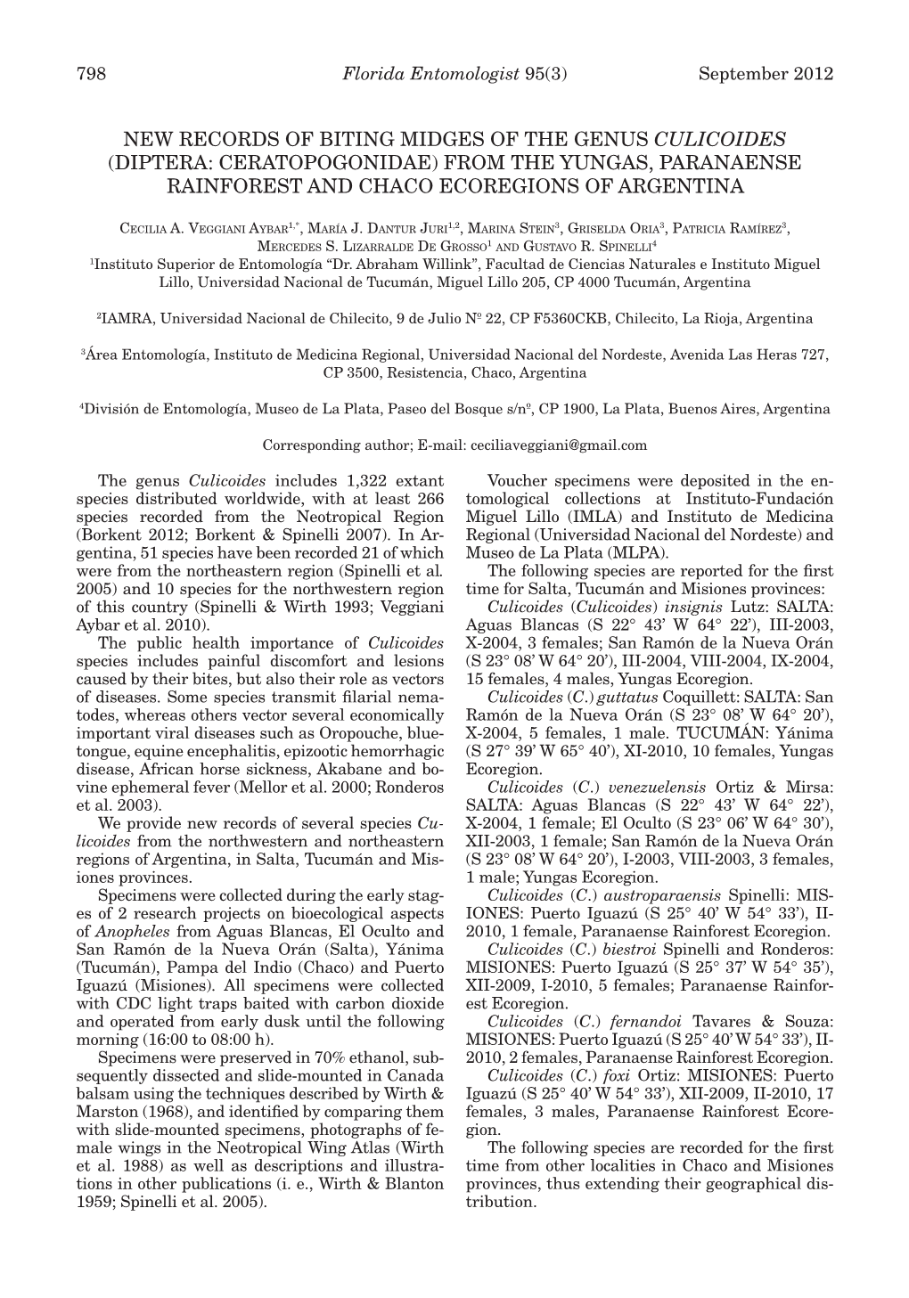 Diptera: Ceratopogonidae) from the Yungas, Paranaense Rainforest and Chaco Ecoregions of Argentina