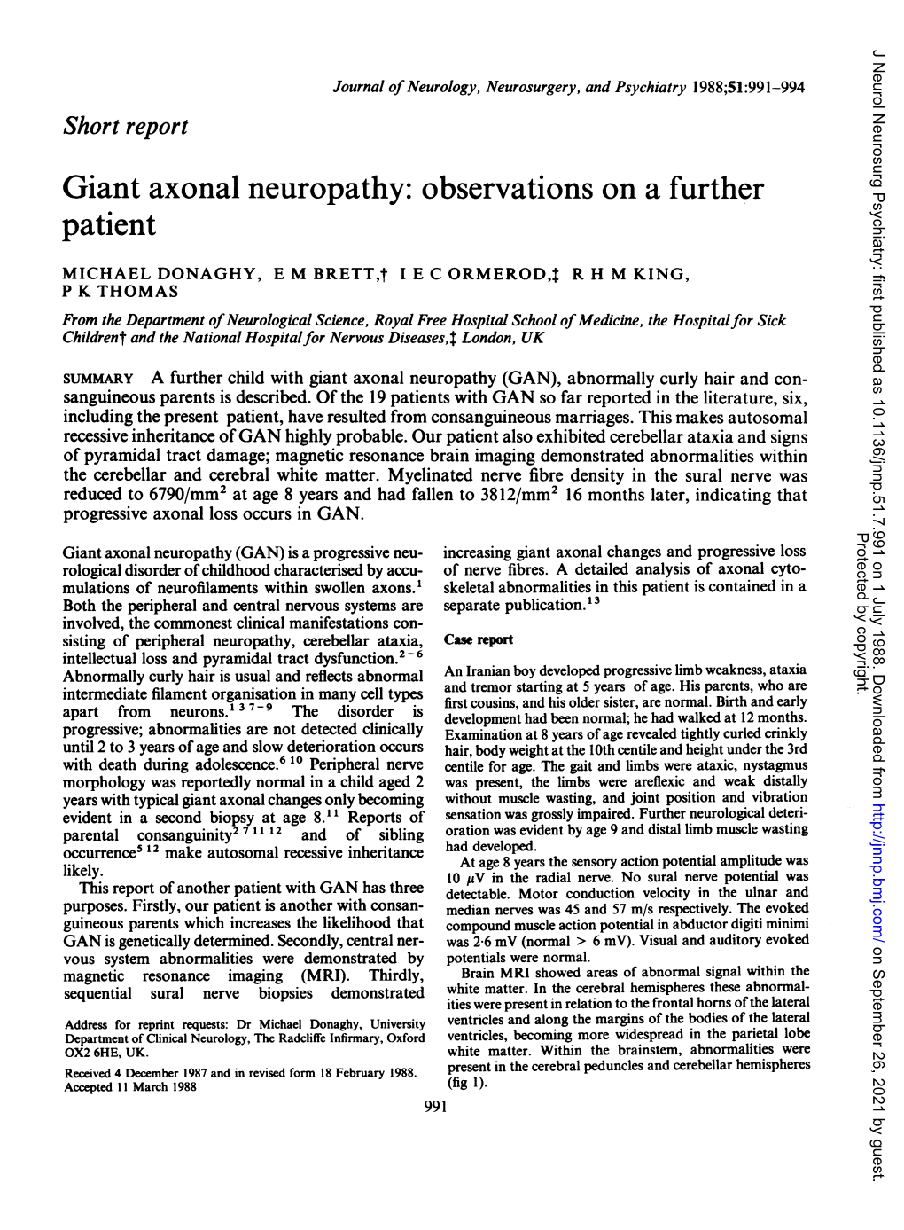 Giant Axonal Neuropathy