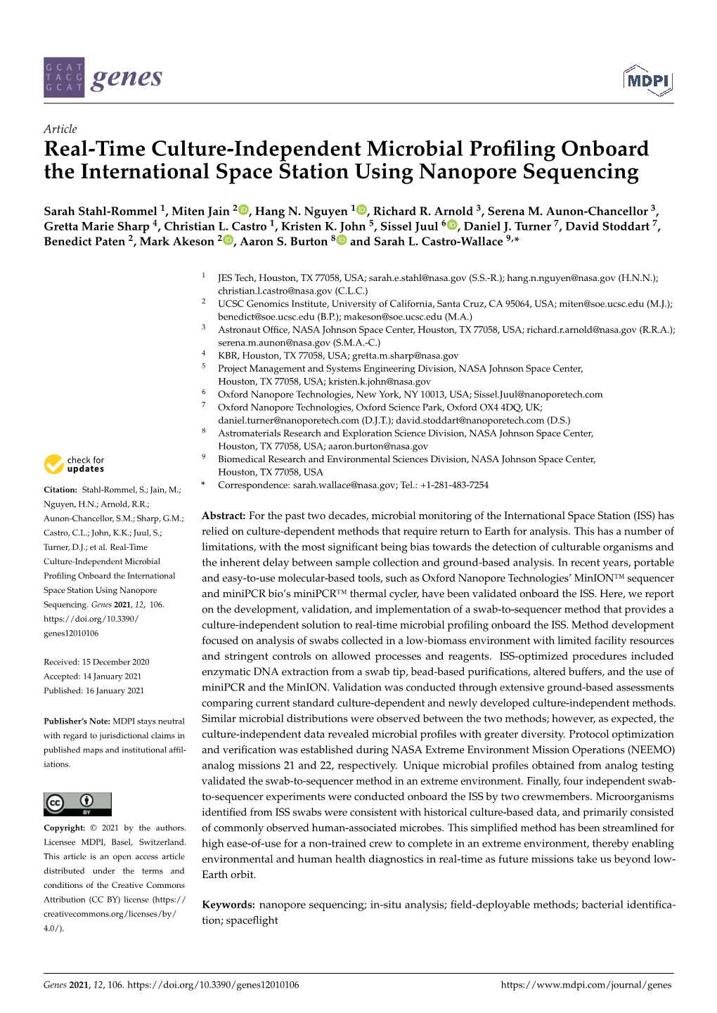 Real-Time Culture-Independent Microbial Profiling Onboard