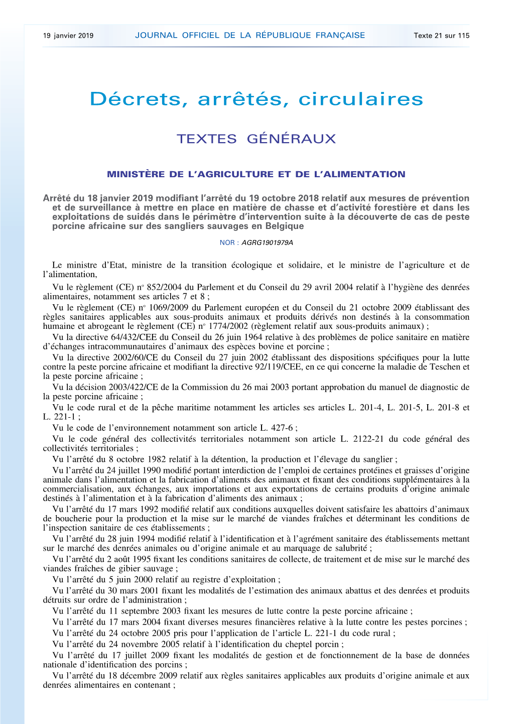 JOURNAL OFFICIEL DE LA RÉPUBLIQUE FRANÇAISE Texte 21 Sur 115