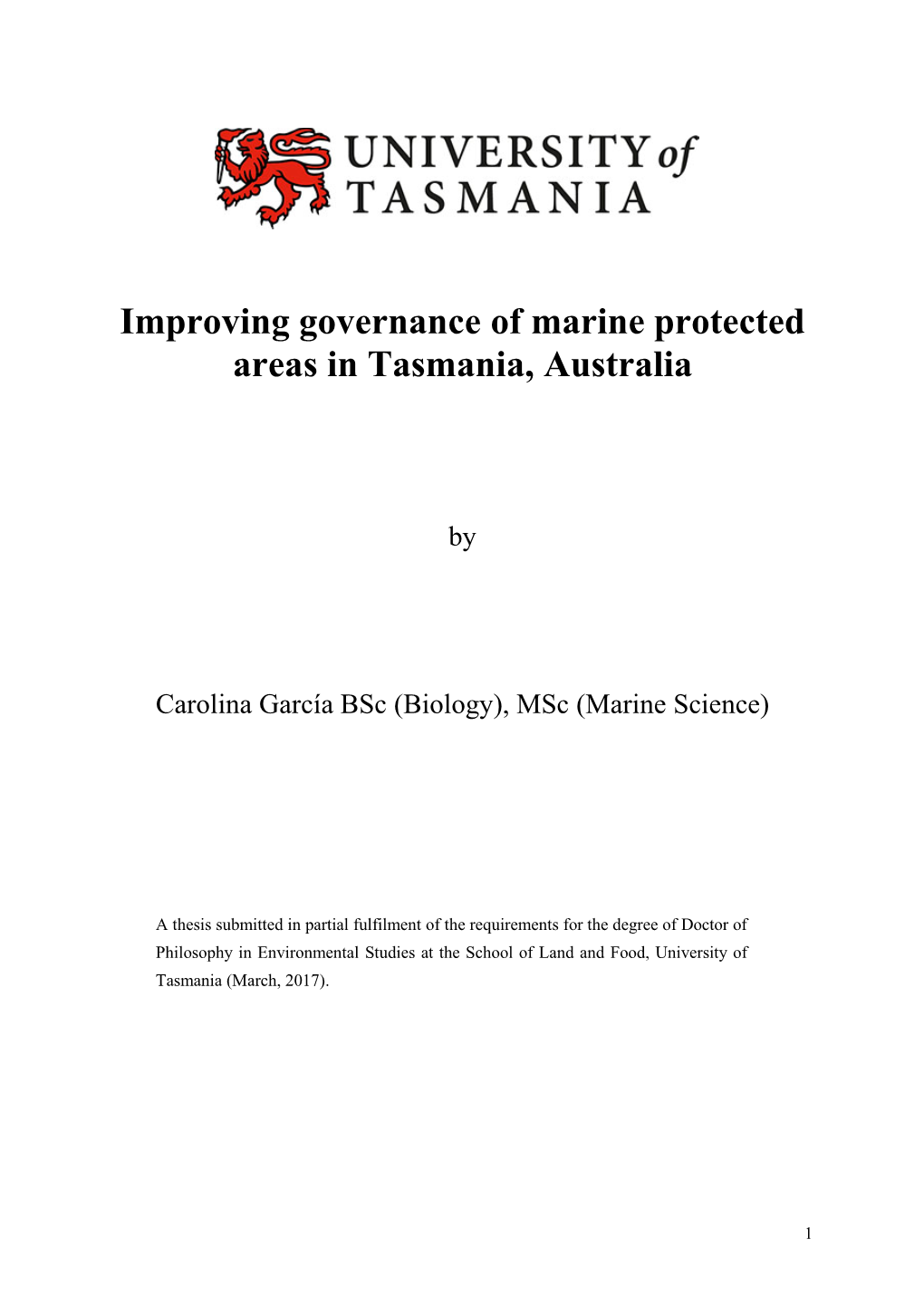 Improving Governance of Marine Protected Areas in Tasmania, Australia