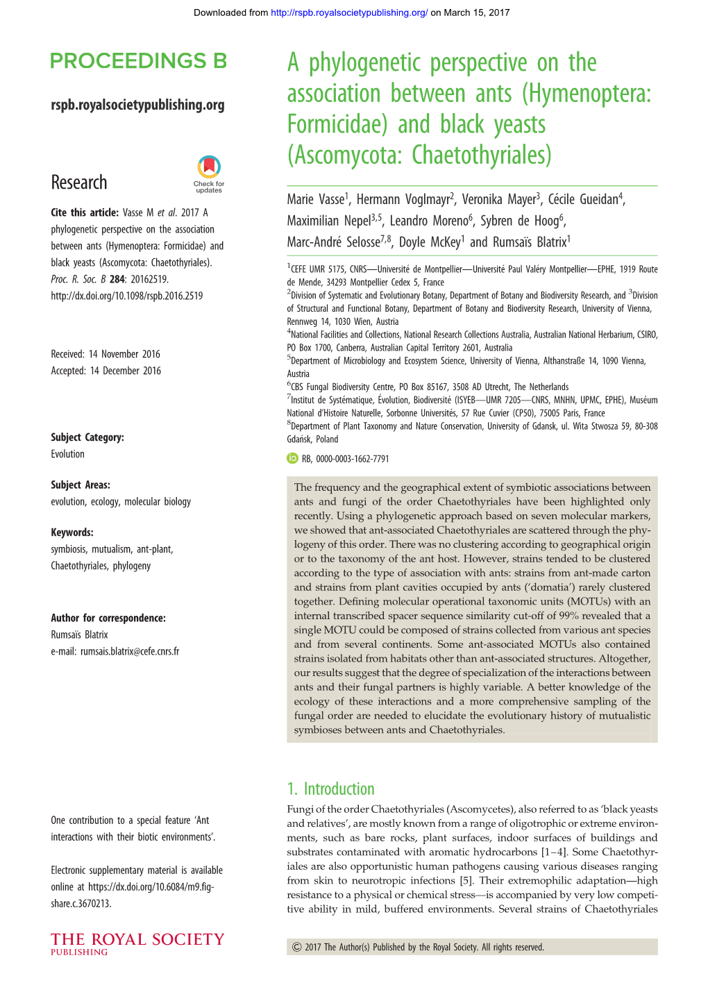 A Phylogenetic Perspective on the Association Between Ants