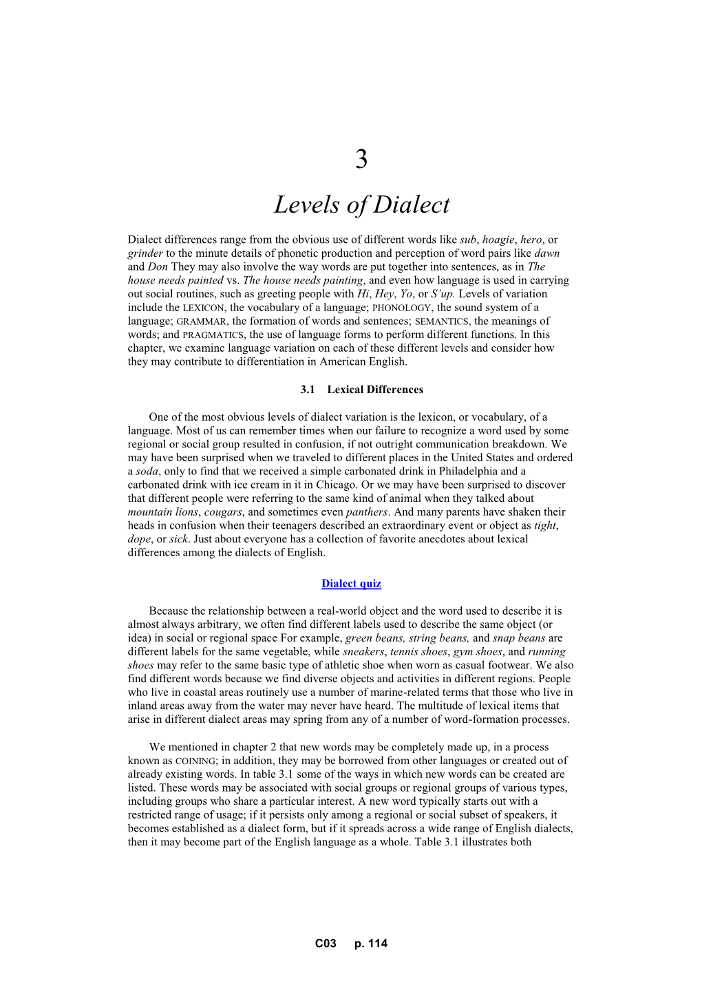 Levels of Dialect