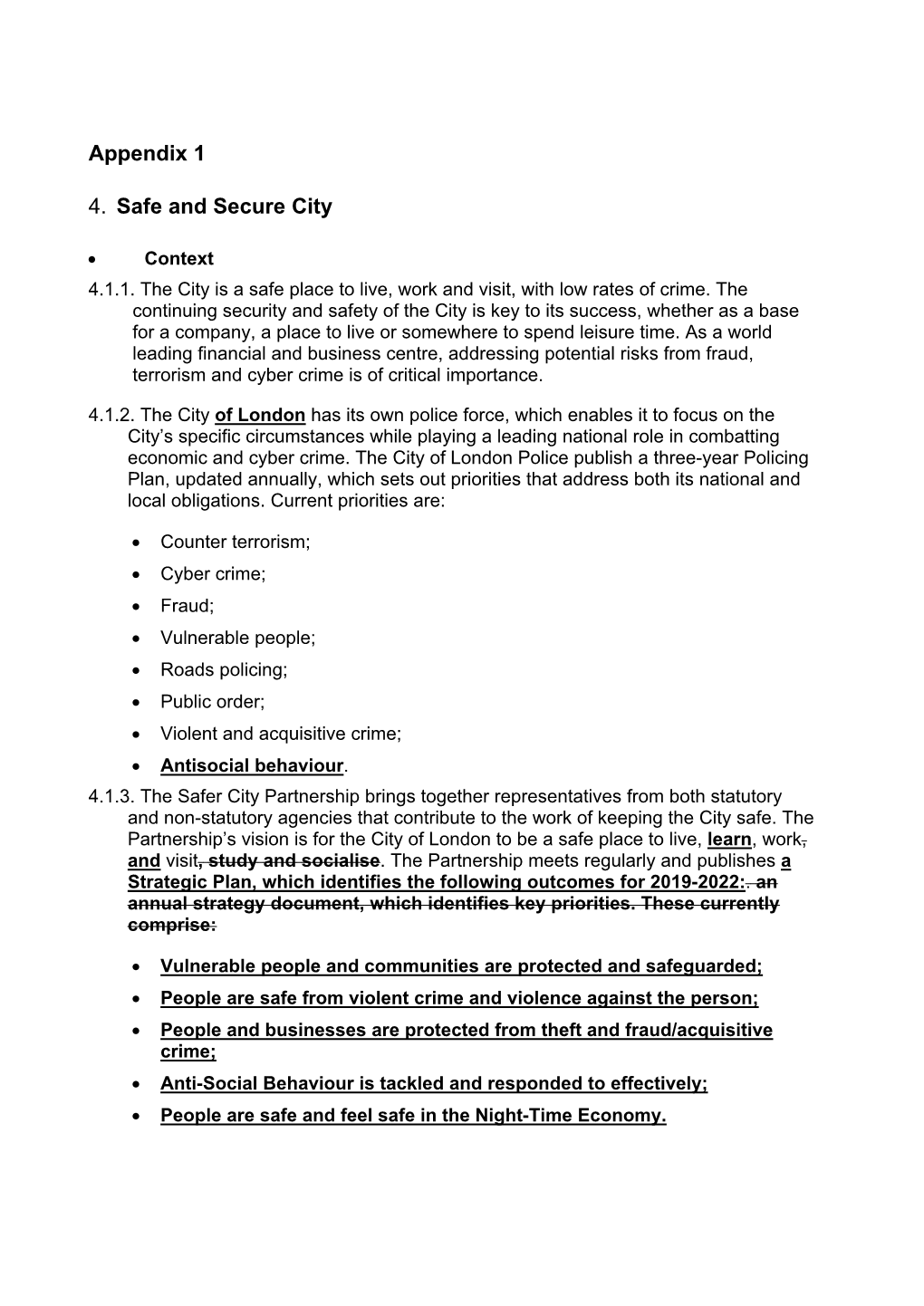 Appendix 1 4. Safe and Secure City