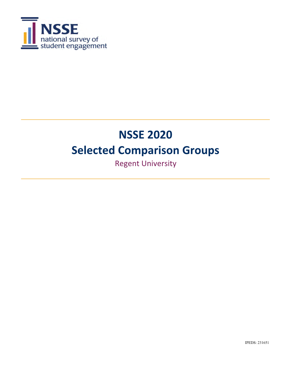 NSSE 2020 Selected Comparison Groups Regent University