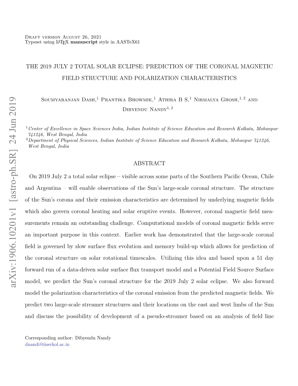 The 2019 July 2 Total Solar Eclipse: Prediction of the Coronal Magnetic Field Structure and Polarization Characteristics