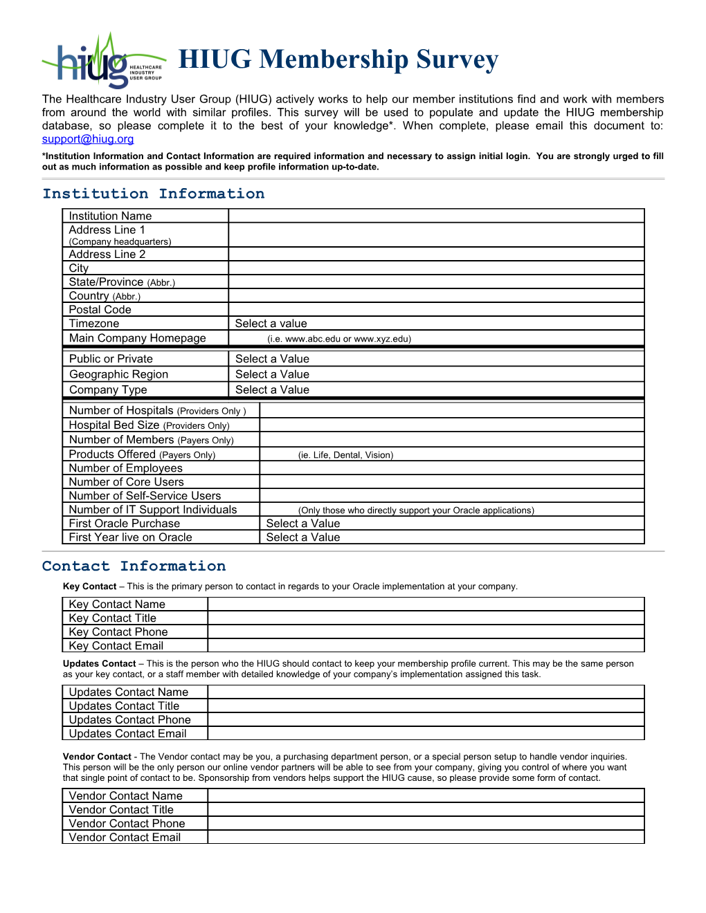 HIUG Membership Survey