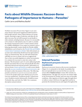 Facts About Wildlife Diseases: Raccoon-Borne Pathogens of Importance to Humans—Parasites1 Caitlin Jarvis and Mathieu Basille2