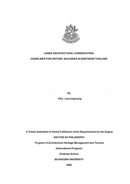Lanna Architectural Conservation: Guidelines