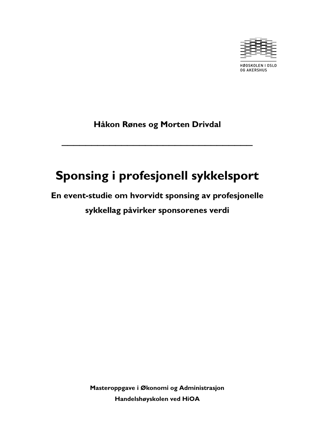 Sponsing I Profesjonell Sykkelsport