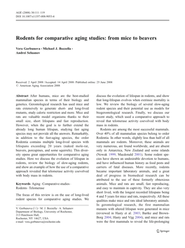 Rodents for Comparative Aging Studies: from Mice to Beavers
