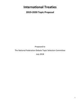 International Treaties 2019‐2020 Topic Proposal