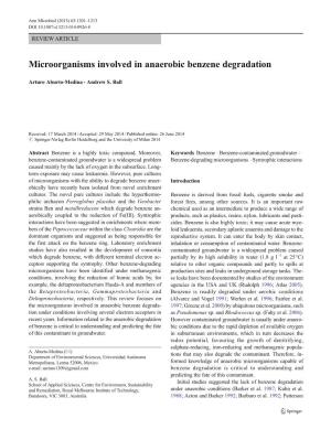 Microorganisms Involved in Anaerobic Benzene Degradation