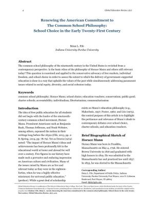 Renewing the American Commitment to the Common School Philosophy: School Choice in the Early Twenty-First Century